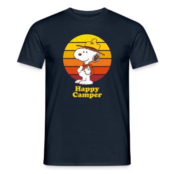 Peanuts Snoopy Happy Camper Camping - Männer T-Shirt - Navy - Vorne - AI Model Male 178 light (178cm)