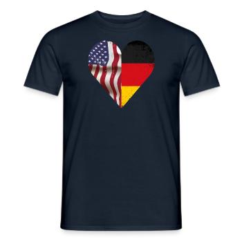 USA Allemagne Coeur - Conception de la double nationalité - T-shirt homme - marine - Devant - AI Model Male 178 light (178cm)