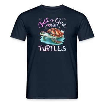 Juste une fille qui aime les tortues - T-shirt homme - marine - Devant - AI Model Male 178 light (178cm)