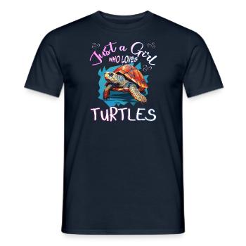 Juste une fille qui aime les tortues - T-shirt homme - marine - Devant - AI Model Male 178 light (178cm)