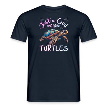 Juste une fille qui aime les tortues - T-shirt homme - marine - Devant - AI Model Male 178 light (178cm)