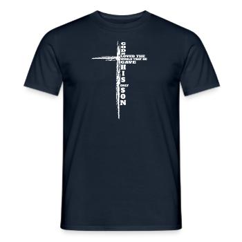 Jean 3 :16 Christian Cross Bible Verse - T-shirt homme - marine - Devant - AI Model Male 178 light (178cm)