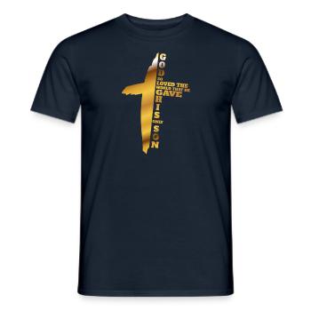 Jean 3 :16 Christian Cross Bible Verse - T-shirt homme - marine - Devant - AI Model Male 178 light (178cm)