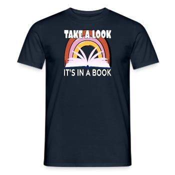 Take a Look It's In A Book Vintage Bookworm - Men's T-Shirt - navy - Front - AI Model Male 178 light (178cm)