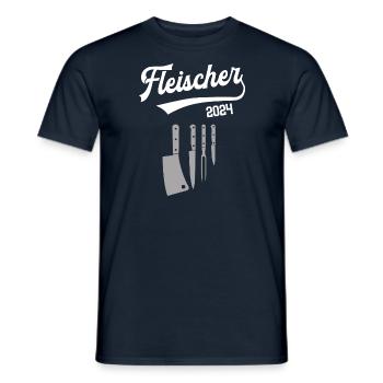 Fleischer 2024 Ausbildung Prüfung Schlachter Azubi - Männer T-Shirt - Navy - Vorne - AI Model Male 178 light (178cm)