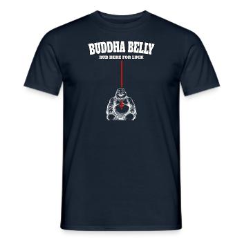Bouddha ventre frotter ici pour avoir de la chance - T-shirt homme - marine - Devant - AI Model Male 178 light (178cm)