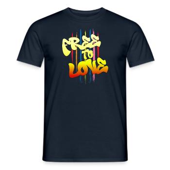Free To Love - Men's T-Shirt - navy - Front - AI Model Male 178 light (178cm)