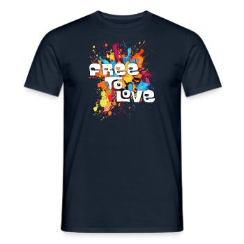 Free To Love - Men's T-Shirt - navy - Front - AI Model Male 178 light (178cm)