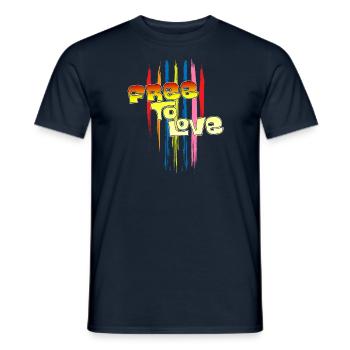 Free To Love - Men's T-Shirt - navy - Front - AI Model Male 178 light (178cm)