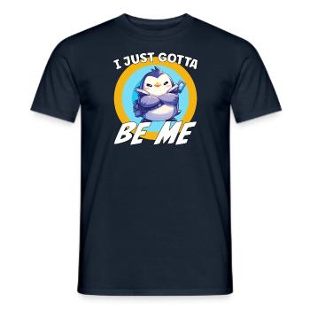 Je dois juste être moi, Pingouin - T-shirt homme - marine - Devant - AI Model Male 178 light (178cm)