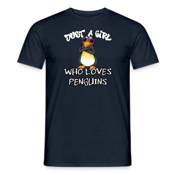 Juste une fille qui aime les pingouins - T-shirt homme - marine - Devant - AI Model Male 178 light (178cm)