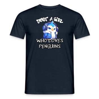 Juste une fille qui aime les pingouins - T-shirt homme - marine - Devant - AI Model Male 178 light (178cm)