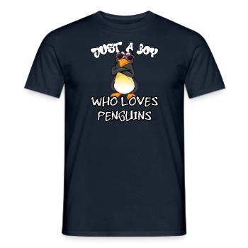 Juste un garçon qui aime les pingouins - T-shirt homme - marine - Devant - AI Model Male 178 light (178cm)