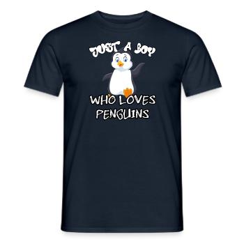 Juste un garçon qui aime les pingouins - T-shirt homme - marine - Devant - AI Model Male 178 light (178cm)