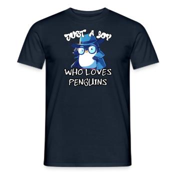 Juste un garçon qui aime les pingouins - T-shirt homme - marine - Devant - AI Model Male 178 light (178cm)