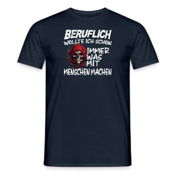 Beruflich was mit Menschen machen - Sensenmann - Männer T-Shirt - Navy - Vorne - AI Model Male 178 light (178cm)