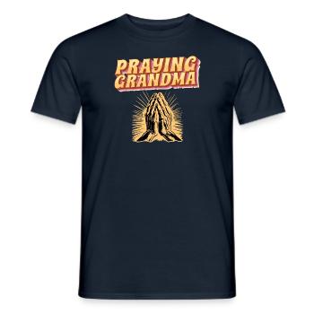 Praying Grandma - Betende Oma - Men's T-Shirt - navy - Front - AI Model Male 178 light (178cm)
