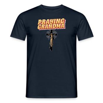 Grand-mère en prière - Betende Oma - T-shirt homme - marine - Devant - AI Model Male 178 light (178cm)