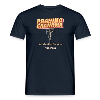 Praying Grandma - Betende Oma - Men's T-Shirt - navy - Front - AI Model Male 178 light (178cm)