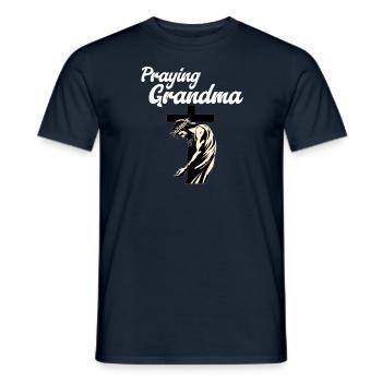 Grand-mère en prière - Betende Oma - T-shirt homme - marine - Devant - AI Model Male 178 light (178cm)