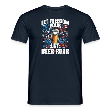 Let freedom pour let beer roar - Männer T-Shirt - Navy - Vorne - AI Model Male 178 light (178cm)