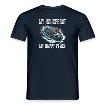 My houseboat is my happy place - Men's T-Shirt - navy - Front - AI Model Male 178 light (178cm)