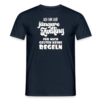 Ich bin der jüngere Zwilling für mich gelten keine - Männer T-Shirt - Navy - Vorne - AI Model Male 178 light (178cm)