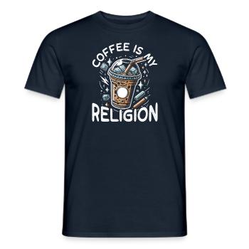 Coffee is my religion - Männer T-Shirt - Navy - Vorne - AI Model Male 178 light (178cm)