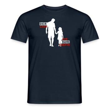 Le patron, le vrai patron, papa et fille - T-shirt homme - marine - Devant - AI Model Male 178 light (178cm)