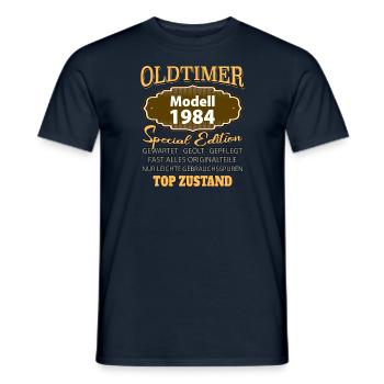 Modèle Vintage 1984 Bien Conservé Drôle Étiquette de Naissance - T-shirt homme - marine - Devant - AI Model Male 178 light (178cm)