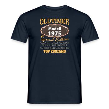 Vintage Model 1975 Well Preserved Funny Birth Tag - Men's T-Shirt - navy - Front - AI Model Male 178 light (178cm)