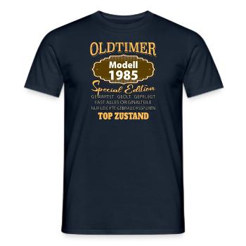 Vintage Model 1985 Well Preserved Funny Birth Tag - Men's T-Shirt - navy - Front - AI Model Male 178 light (178cm)