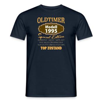 Vintage Model 1995 Well Preserved Funny Birth Tag - Men's T-Shirt - navy - Front - AI Model Male 178 light (178cm)