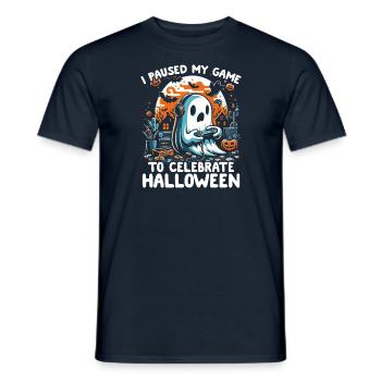 I paused my game for halloween - Männer T-Shirt - Navy - Vorne - AI Model Male 178 light (178cm)
