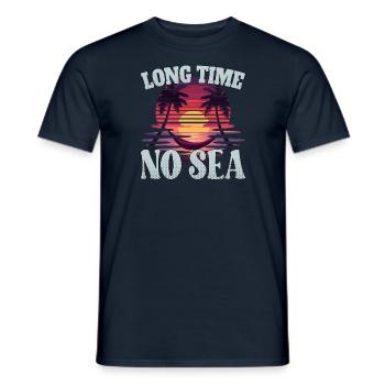 Long time no sea - lange Zeit kein Meer - Men's T-Shirt - navy - Front - AI Model Male 178 light (178cm)