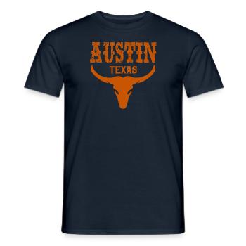 Austin, Texas - T-shirt homme - marine - Devant - AI Model Male 178 light (178cm)