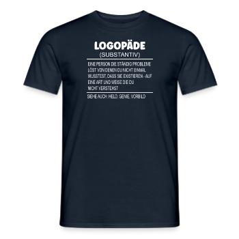 Wörterbuch Erklärung LOGOPÄDE Held, Genie, Vorbild - Männer T-Shirt - Navy - Vorne - AI Model Male 178 light (178cm)