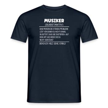 Wörterbuch Erklärung MUSIKER Held, Genie, Vorbild - Männer T-Shirt - Navy - Vorne - AI Model Male 178 light (178cm)