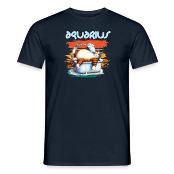 Zodiac - Sternzeichen - Aquarius - Wassermann - Männer T-Shirt - Navy - Vorne - AI Model Male 178 light (178cm)