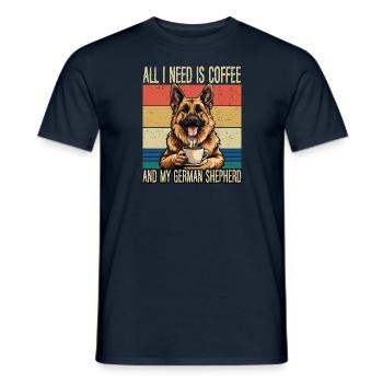 Coffee and my German Shepherd - Men's T-Shirt - navy - Front - AI Model Male 178 light (178cm)