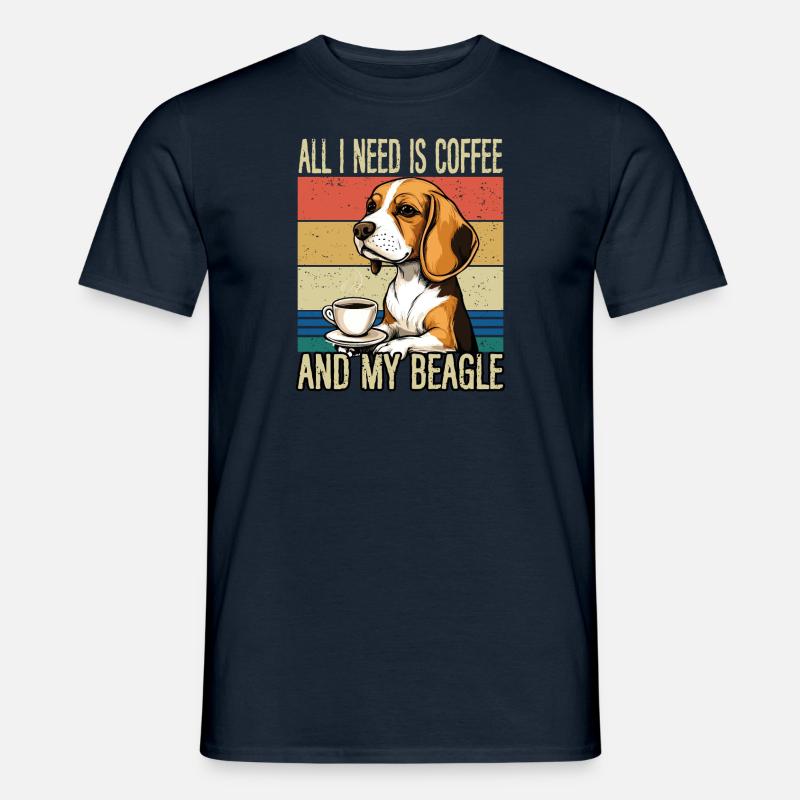 Kaffee und mein Beagle - Männer T-Shirt - Navy