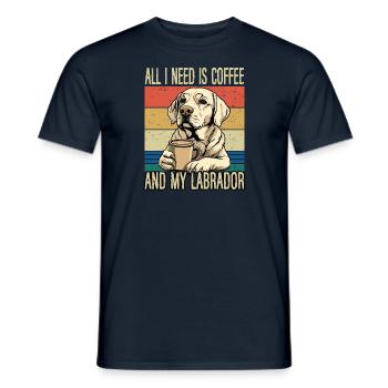 Le café et mon labrador - T-shirt homme - marine - Devant - AI Model Male 178 light (178cm)