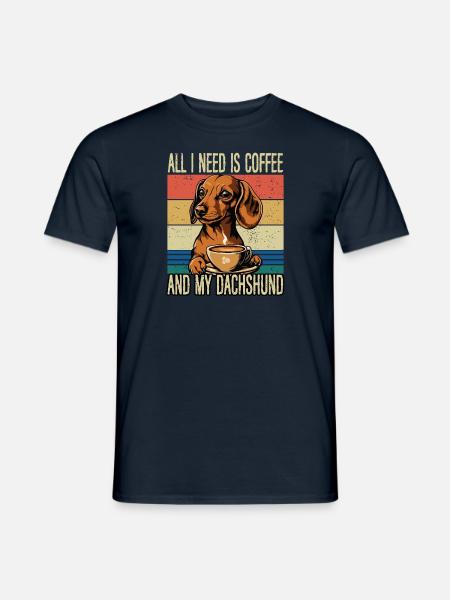 Le café et mon teckel - T-shirt homme - marine