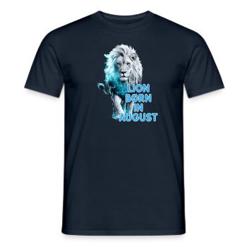 Signe du zodiaque Lion - né en août - T-shirt homme - marine - Devant - AI Model Male 178 light (178cm)