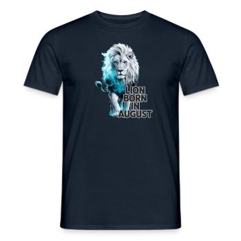 Signe du zodiaque Lion - né en août - T-shirt homme - marine - Devant - AI Model Male 178 light (178cm)