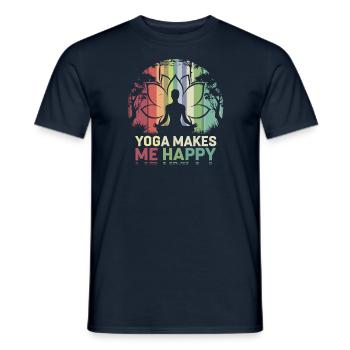 Yoga makes me happy - Men's T-Shirt - navy - Front - AI Model Male 178 light (178cm)