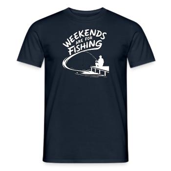 Les week-ends sont consacrés à la pêche - T-shirt homme - marine - Devant - AI Model Male 178 light (178cm)