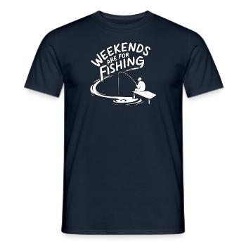 Les week-ends sont consacrés à la pêche - T-shirt homme - marine - Devant - AI Model Male 178 light (178cm)