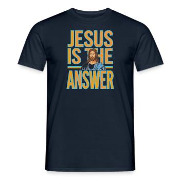 Jésus est la réponse - Jesus ist die Antwort - T-shirt homme - marine - Devant - AI Model Male 178 light (178cm)