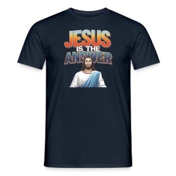 Jésus est la réponse - Jesus ist die Antwort - T-shirt homme - marine - Devant - AI Model Male 178 light (178cm)